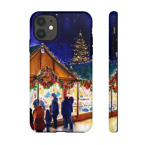 Shopping at the Christmas Market - Impact Resistant Phone Case iPhone 11 Glossy